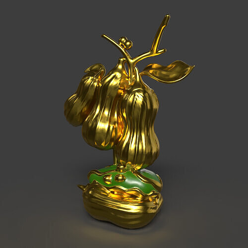 hinese golden peanut display stand figure  Low-poly 3D model