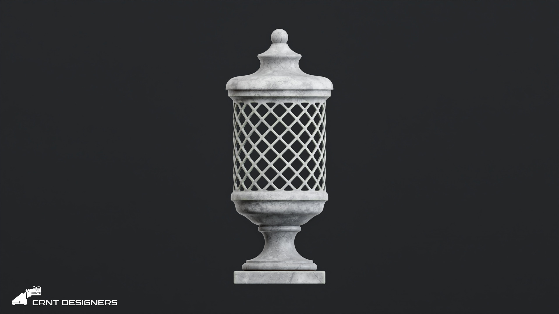 Stone Garden Urn Lamp 3D model_3