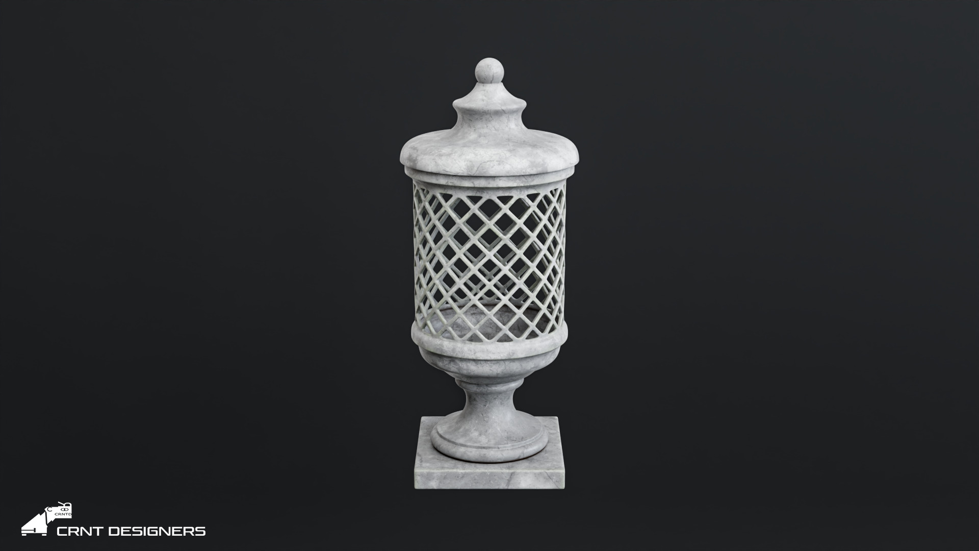 Stone Garden Urn Lamp 3D model_1