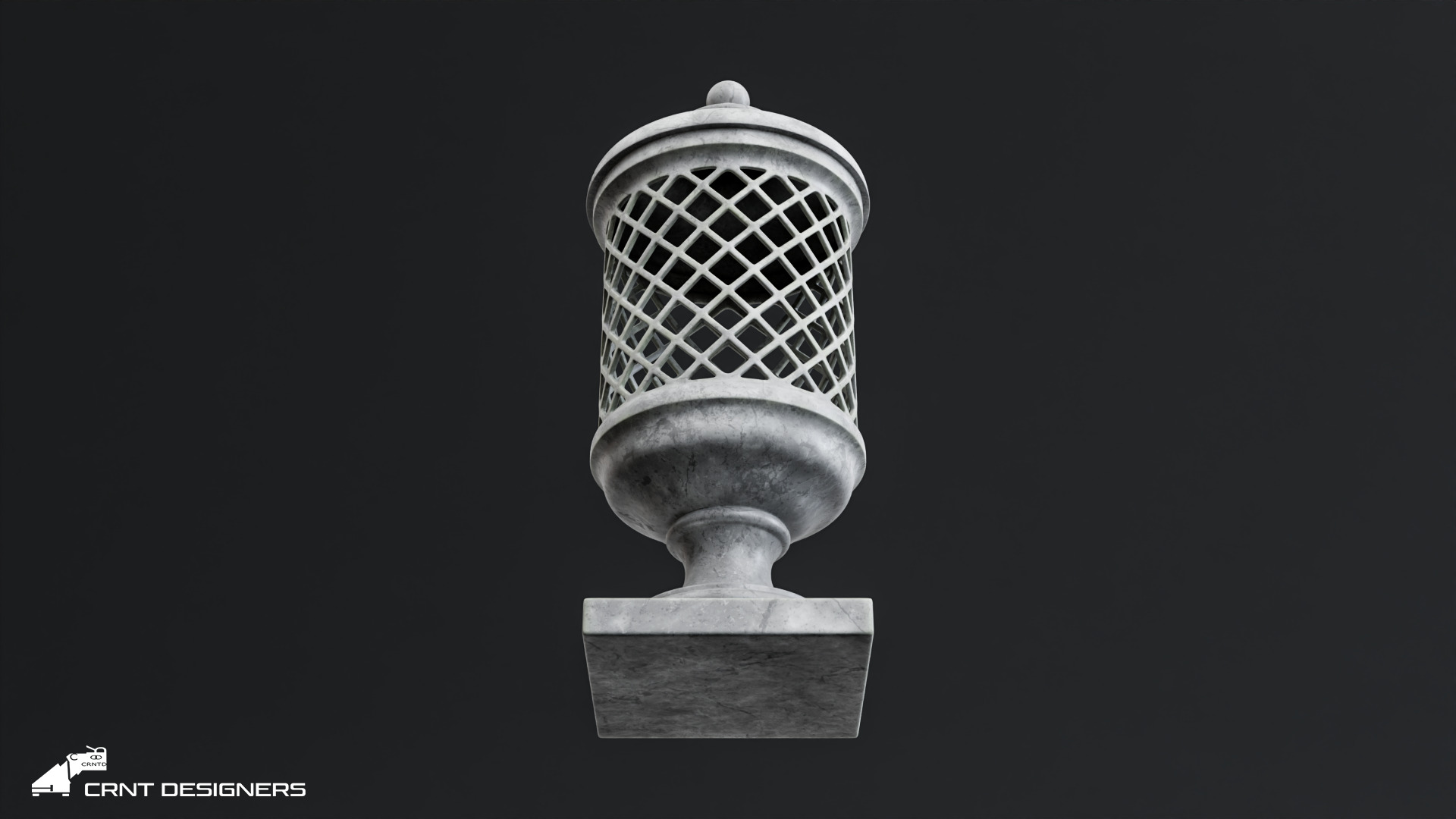 Stone Garden Urn Lamp 3D model_11