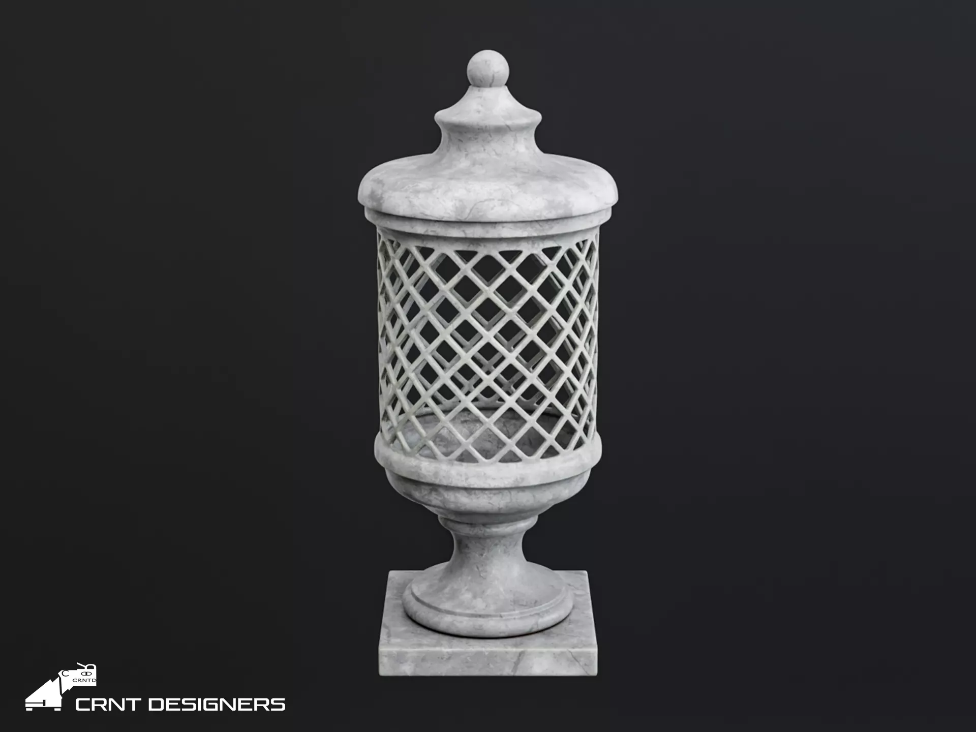 Stone Garden Urn Lamp 3D model_0