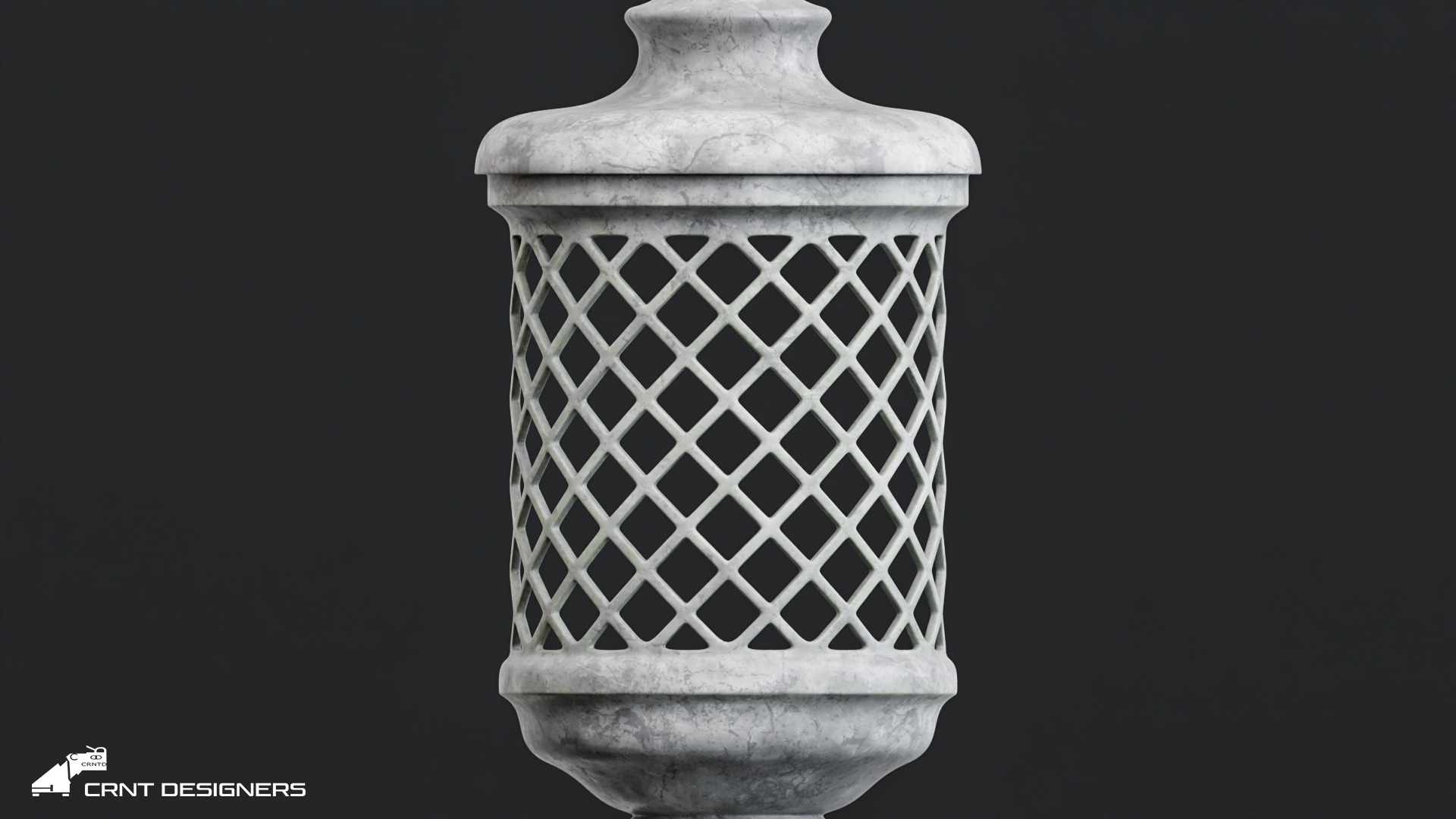 Stone Garden Urn Lamp 3D model_9
