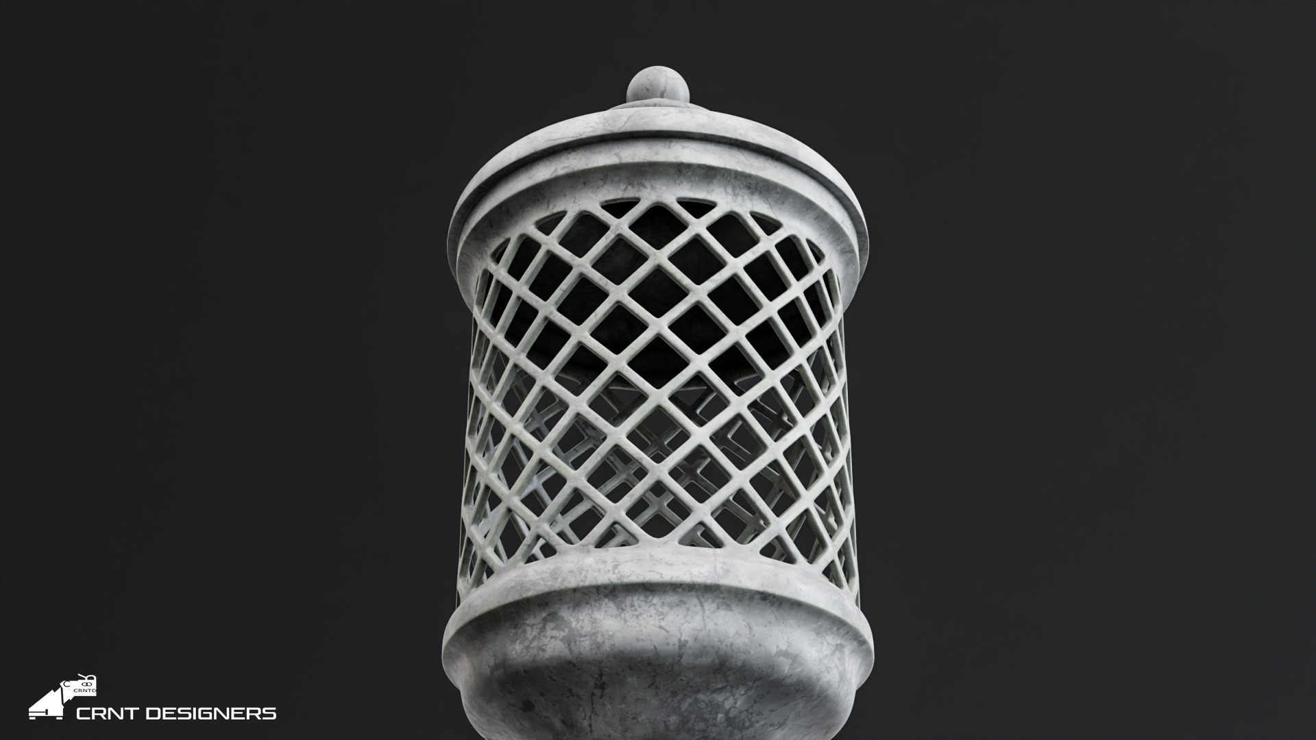 Stone Garden Urn Lamp 3D model_10