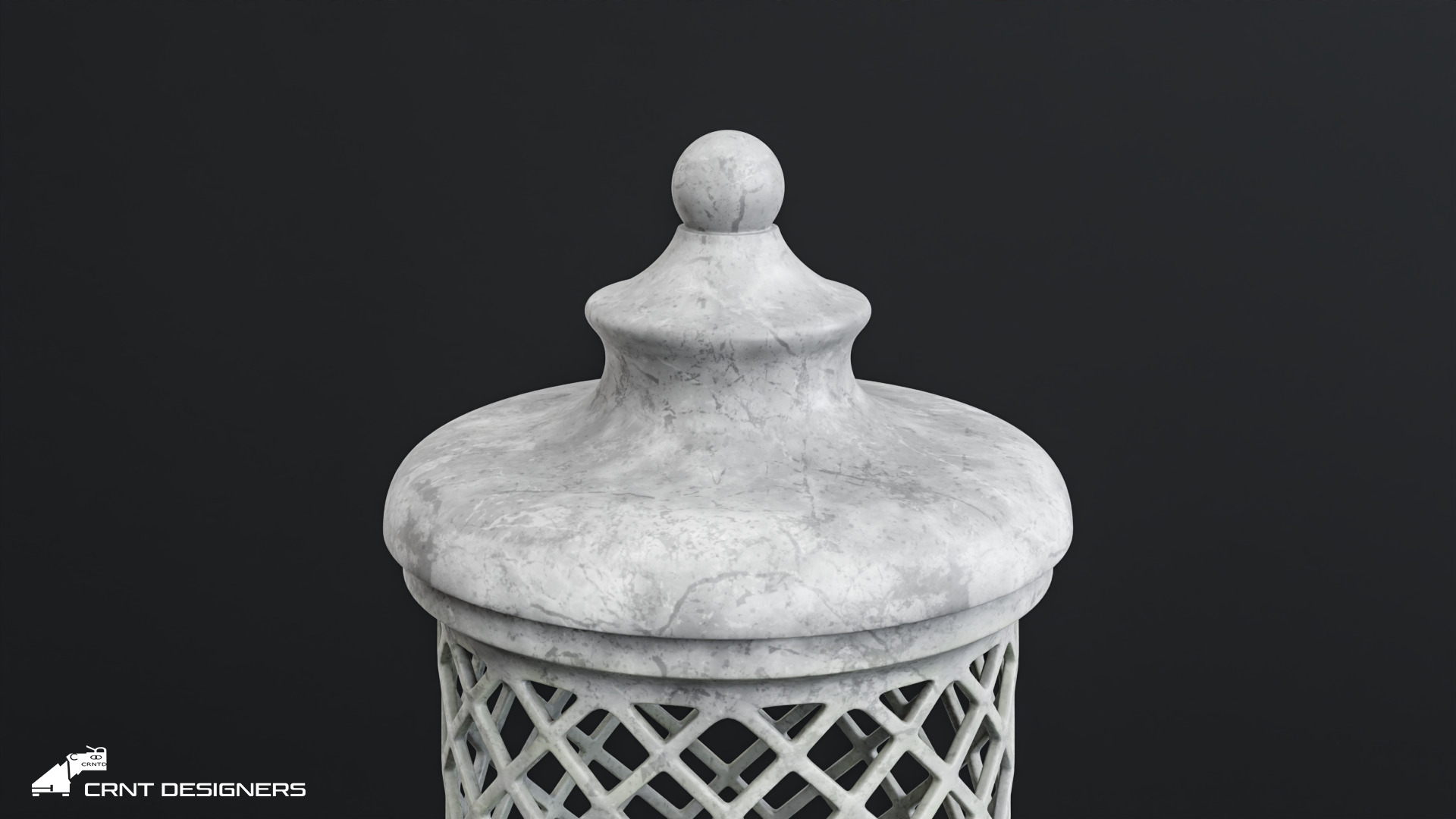 Stone Garden Urn Lamp 3D model_6