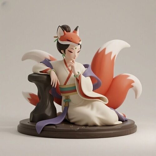 1059COLORFUL Fox Spirit Woman in Pu Song Ling Style 3D print model