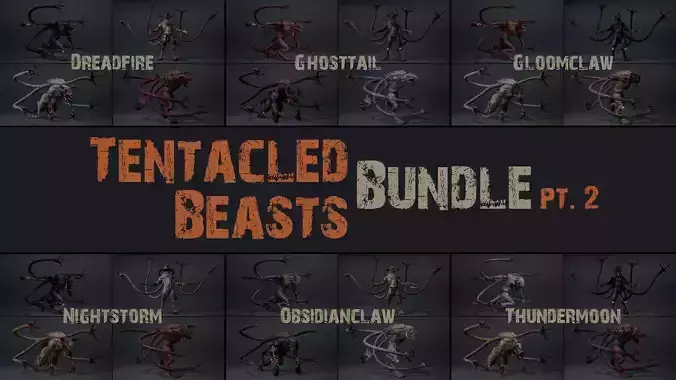 Tentacle Beasts Bundle Part 2 3D Model Collection