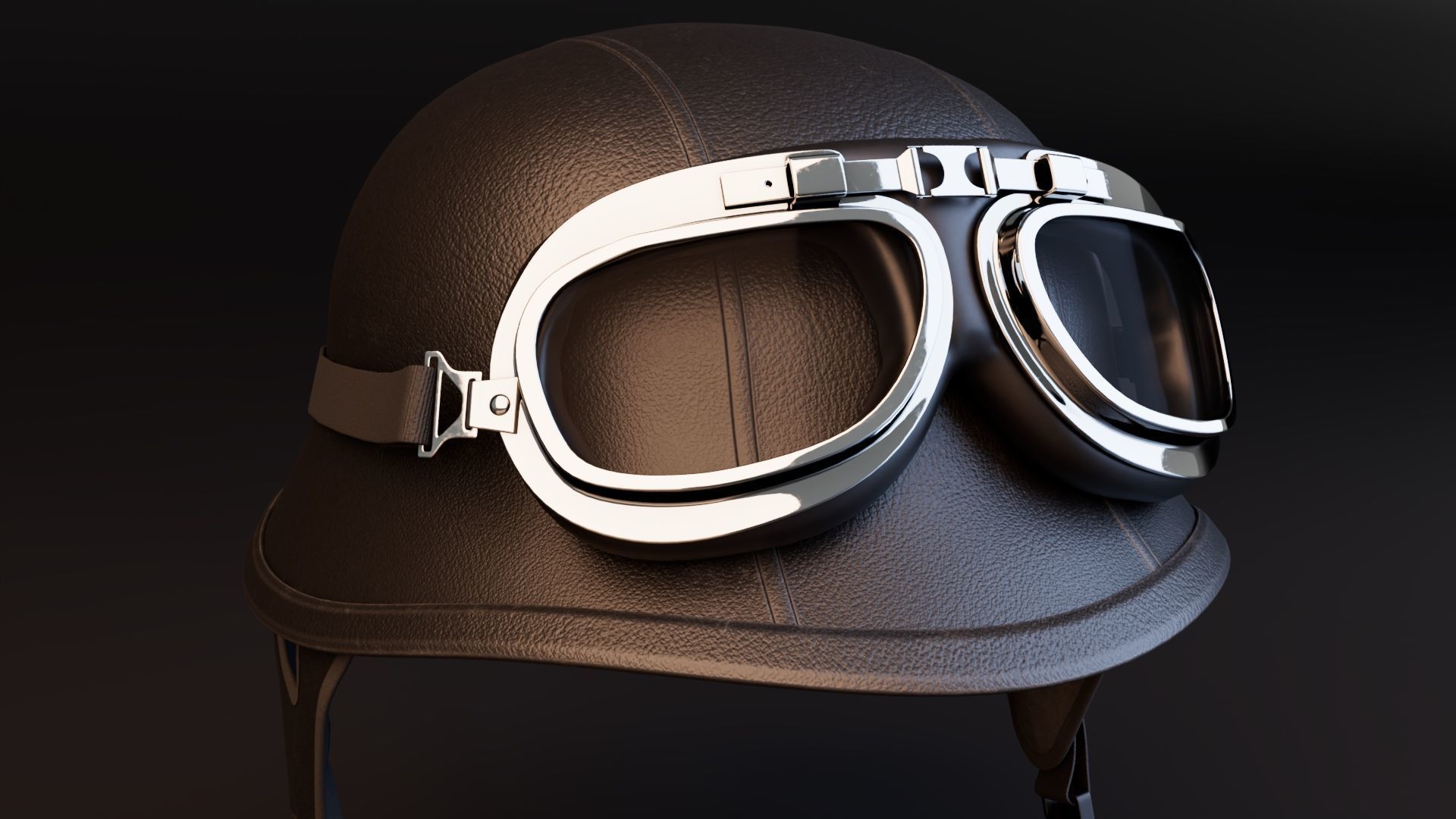 Retro Motorcycle Helmet 3D model_5