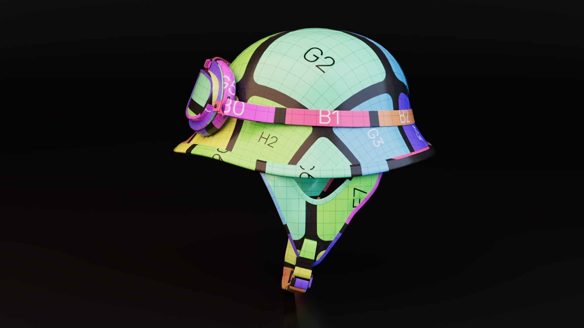 Retro Motorcycle Helmet 3D model_11