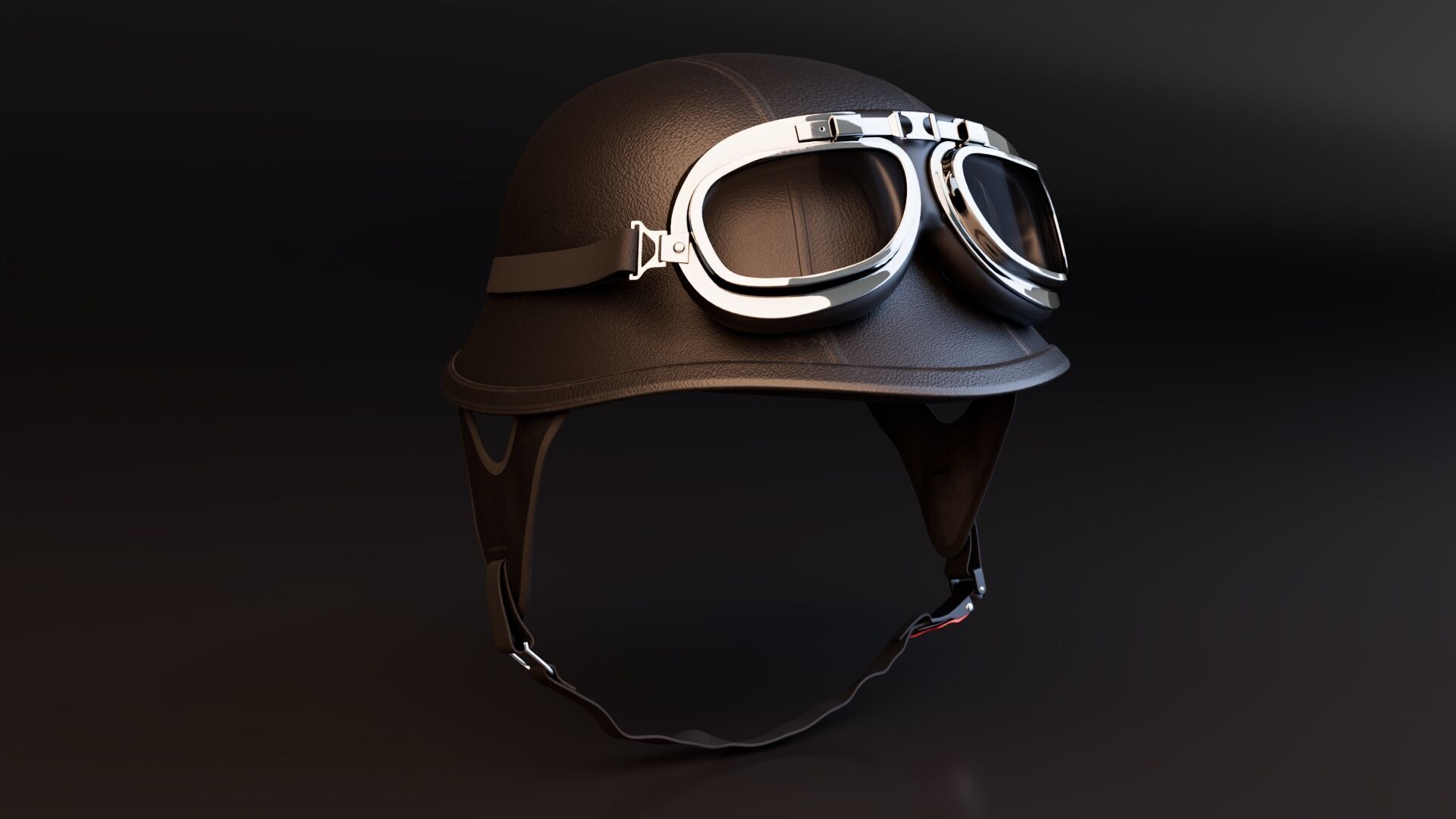 Retro Motorcycle Helmet 3D model_1
