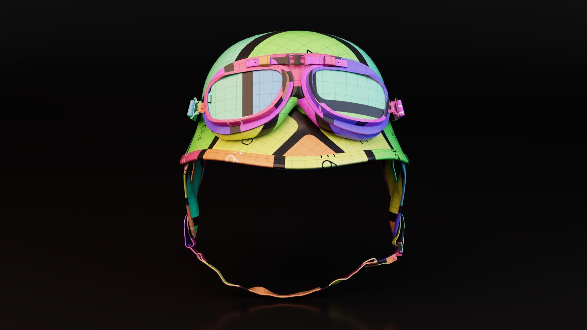 Retro Motorcycle Helmet 3D model_10