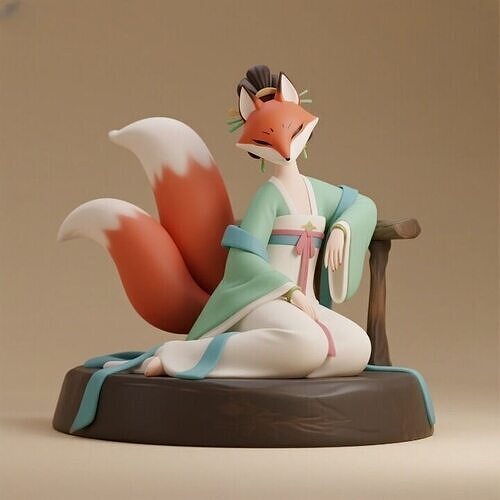 1060COLORFUL Fox Spirit Woman in Pu Song Ling Style 3D print model