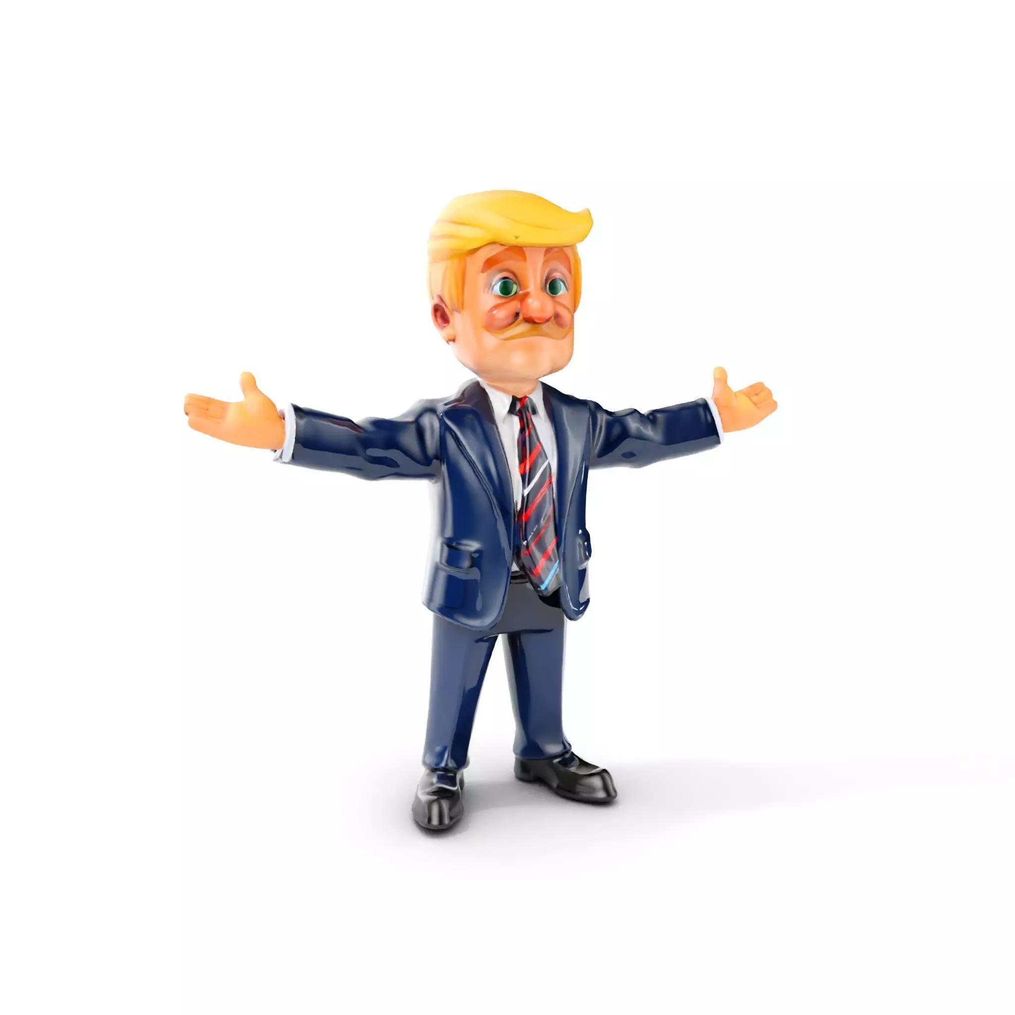 Blonde Businessman Character in Suit Rigged and Animated Low-poly 3D model