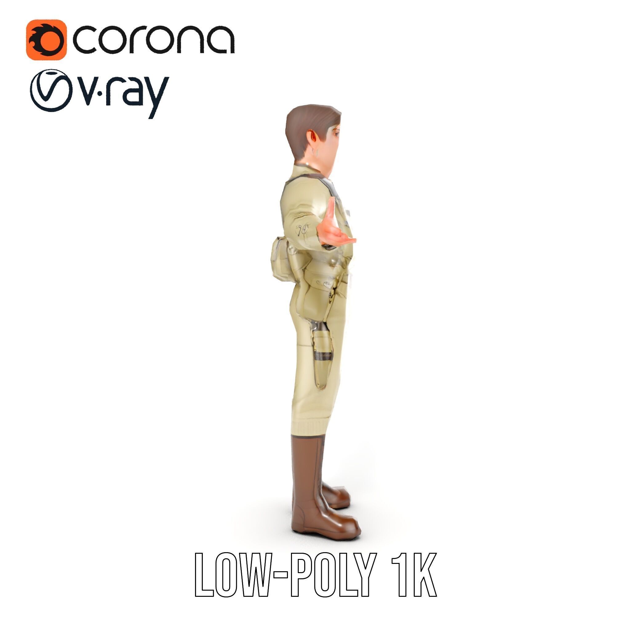 Adventurous Explorer Boy Rigged and Animated D Character Model Low-poly 3D model_20