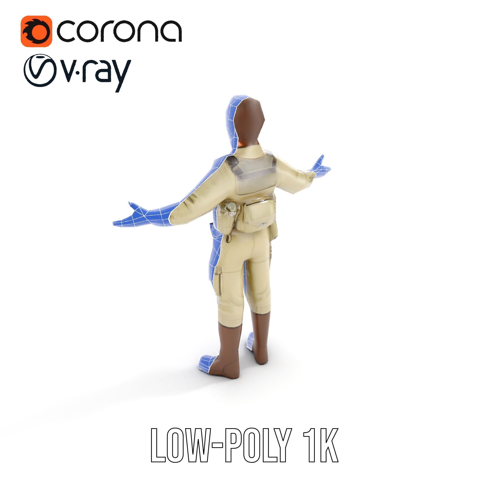 Adventurous Explorer Boy Rigged and Animated D Character Model Low-poly 3D model_25