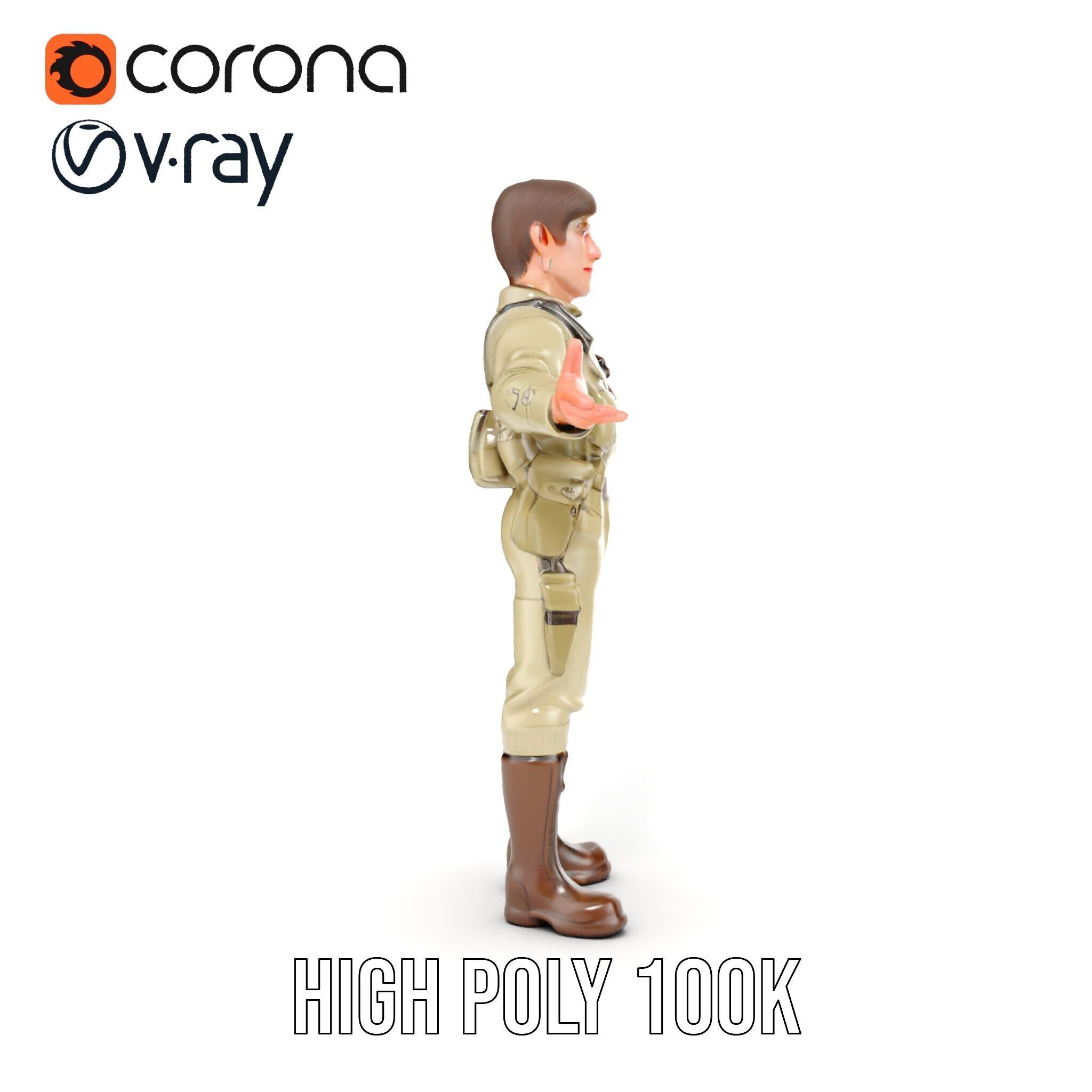 Adventurous Explorer Boy Rigged and Animated D Character Model Low-poly 3D model_12