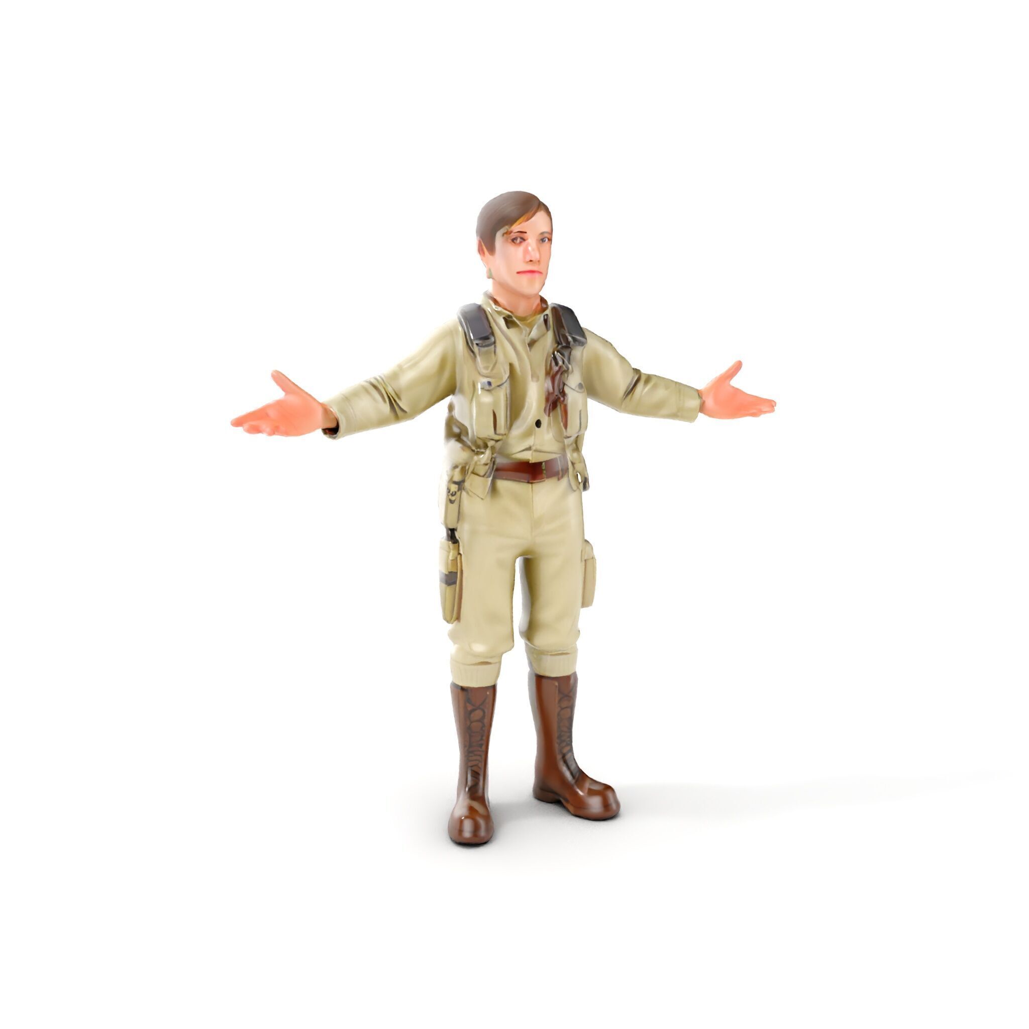 Adventurous Explorer Boy Rigged and Animated D Character Model Low-poly 3D model_21