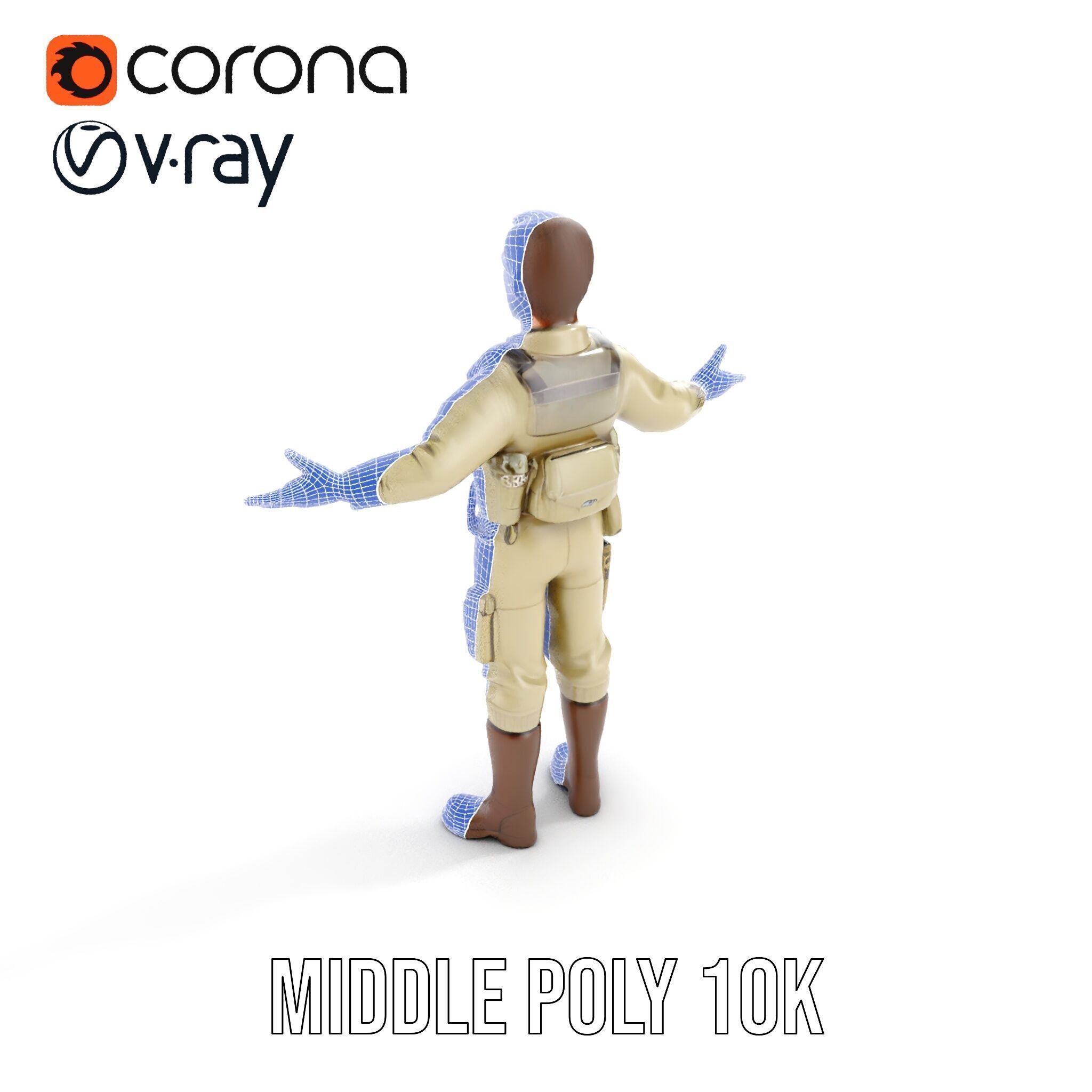 Adventurous Explorer Boy Rigged and Animated D Character Model Low-poly 3D model_29