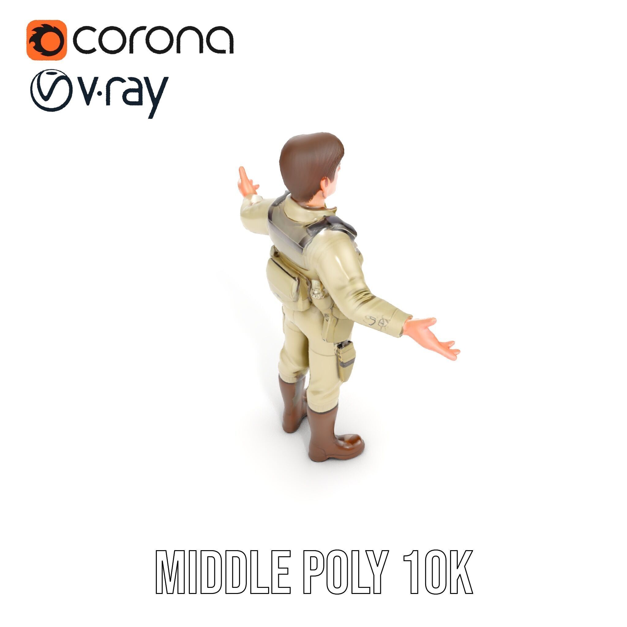 Adventurous Explorer Boy Rigged and Animated D Character Model Low-poly 3D model_13