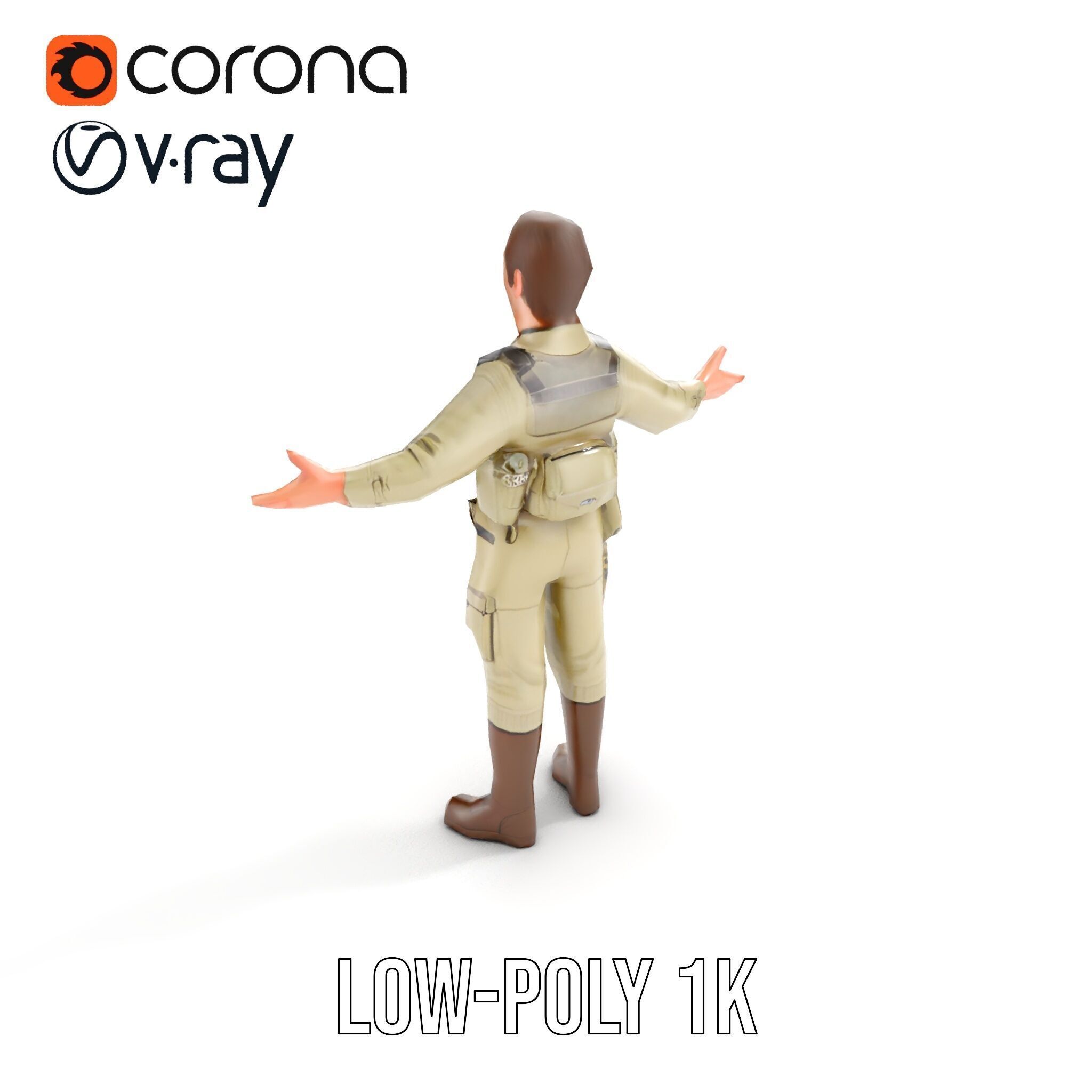 Adventurous Explorer Boy Rigged and Animated D Character Model Low-poly 3D model_11