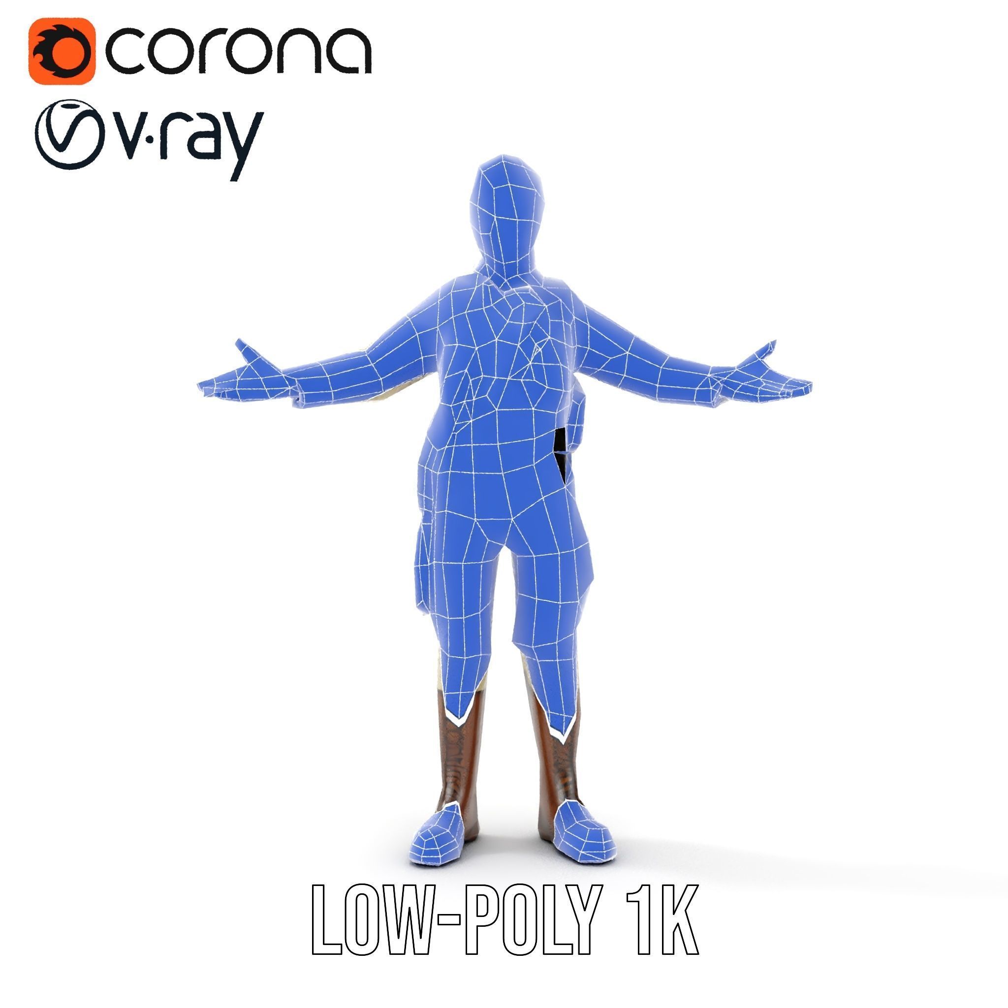 Adventurous Explorer Boy Rigged and Animated D Character Model Low-poly 3D model_30