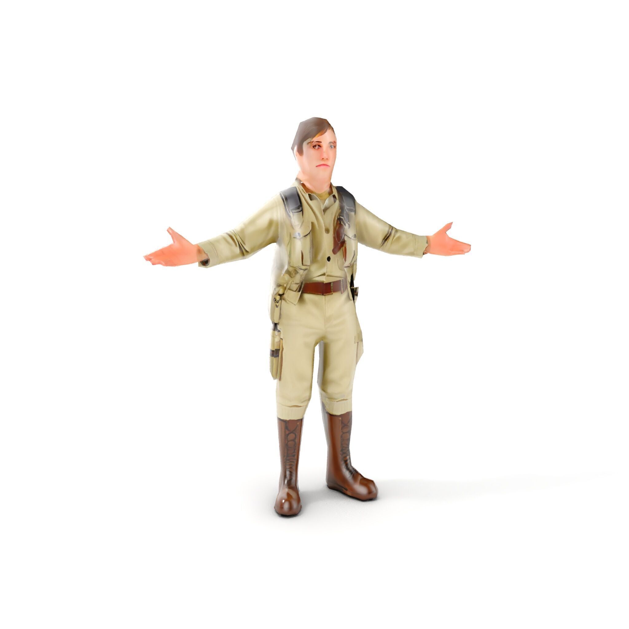 Adventurous Explorer Boy Rigged and Animated D Character Model Low-poly 3D model_7