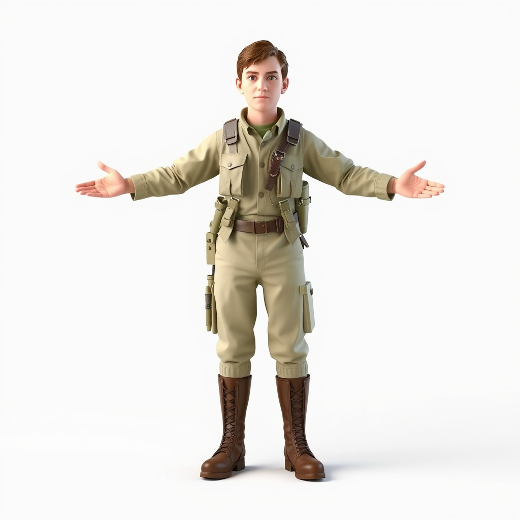 Adventurous Explorer Boy Rigged and Animated D Character Model Low-poly 3D model_2