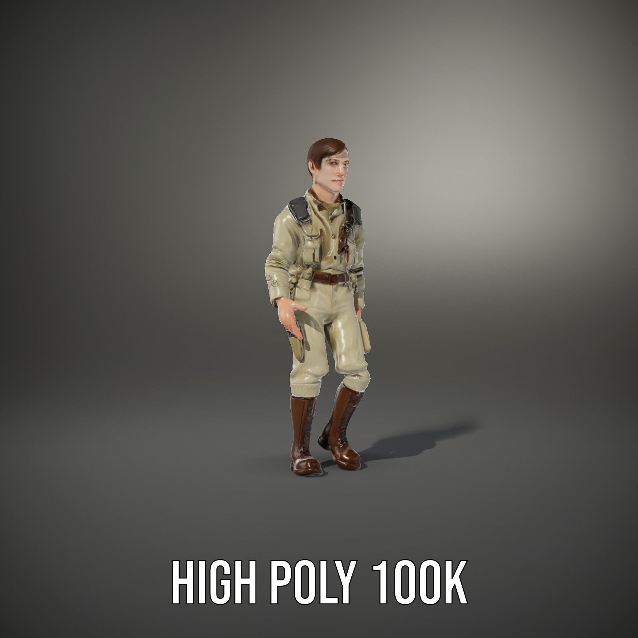 Adventurous Explorer Boy Rigged and Animated D Character Model Low-poly 3D model_9