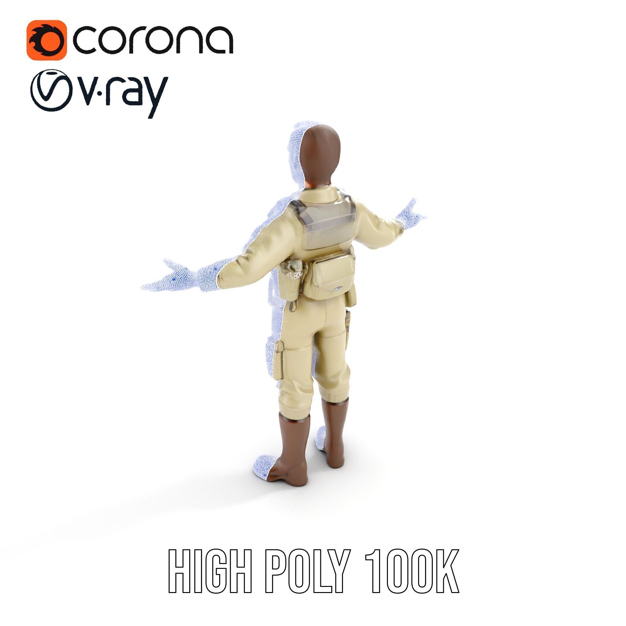 Adventurous Explorer Boy Rigged and Animated D Character Model Low-poly 3D model_35