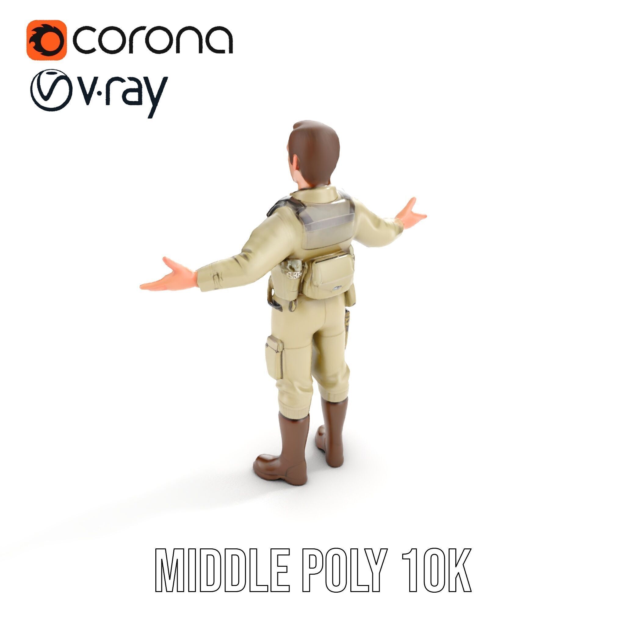 Adventurous Explorer Boy Rigged and Animated D Character Model Low-poly 3D model_24