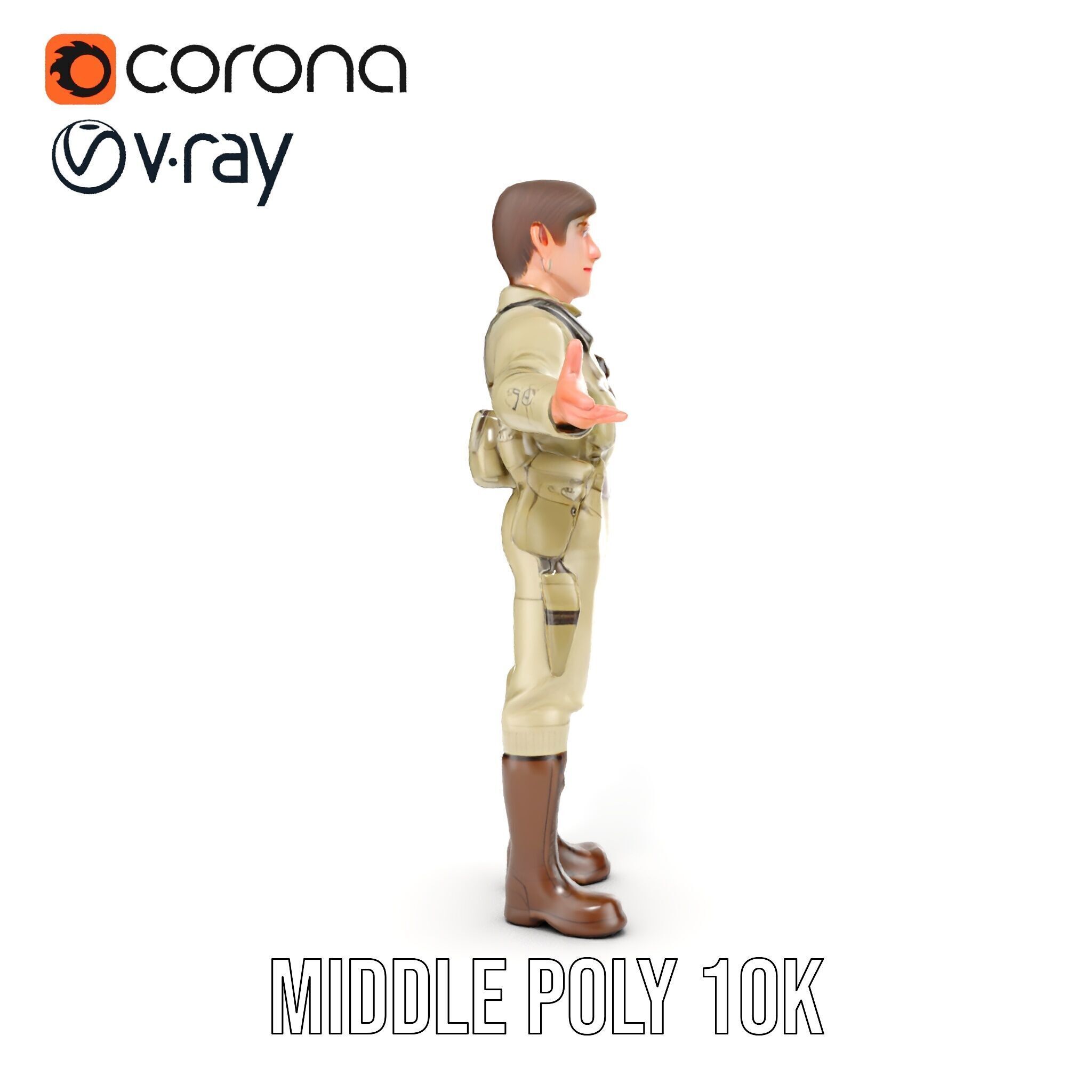 Adventurous Explorer Boy Rigged and Animated D Character Model Low-poly 3D model_19