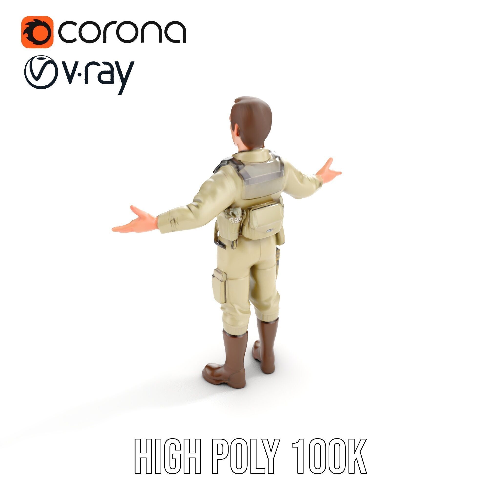 Adventurous Explorer Boy Rigged and Animated D Character Model Low-poly 3D model_23