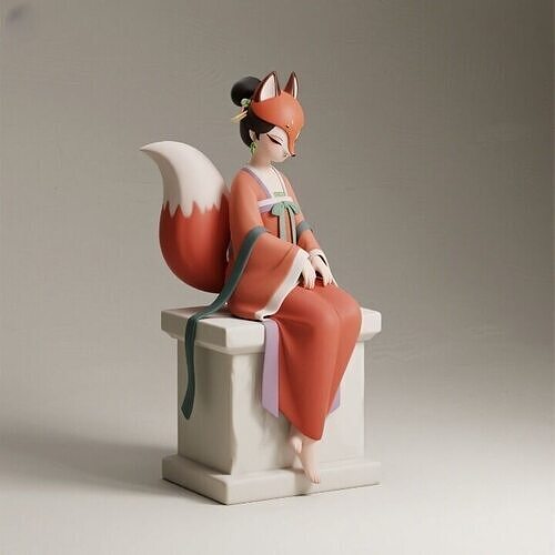 1061COLORFUL Fox Spirit Woman in Pu Song Ling Style 3D print model