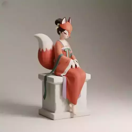 1061COLORFUL Fox Spirit Woman in Pu Song Ling Style