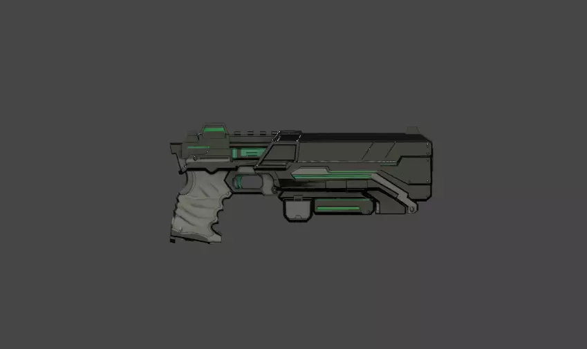 pistola futurista low-poly Low-poly 3D model_0