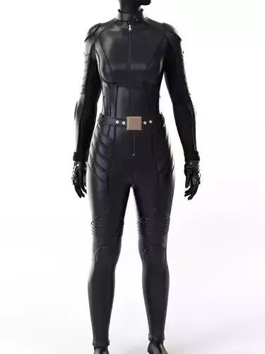 Black leather jumpsuit