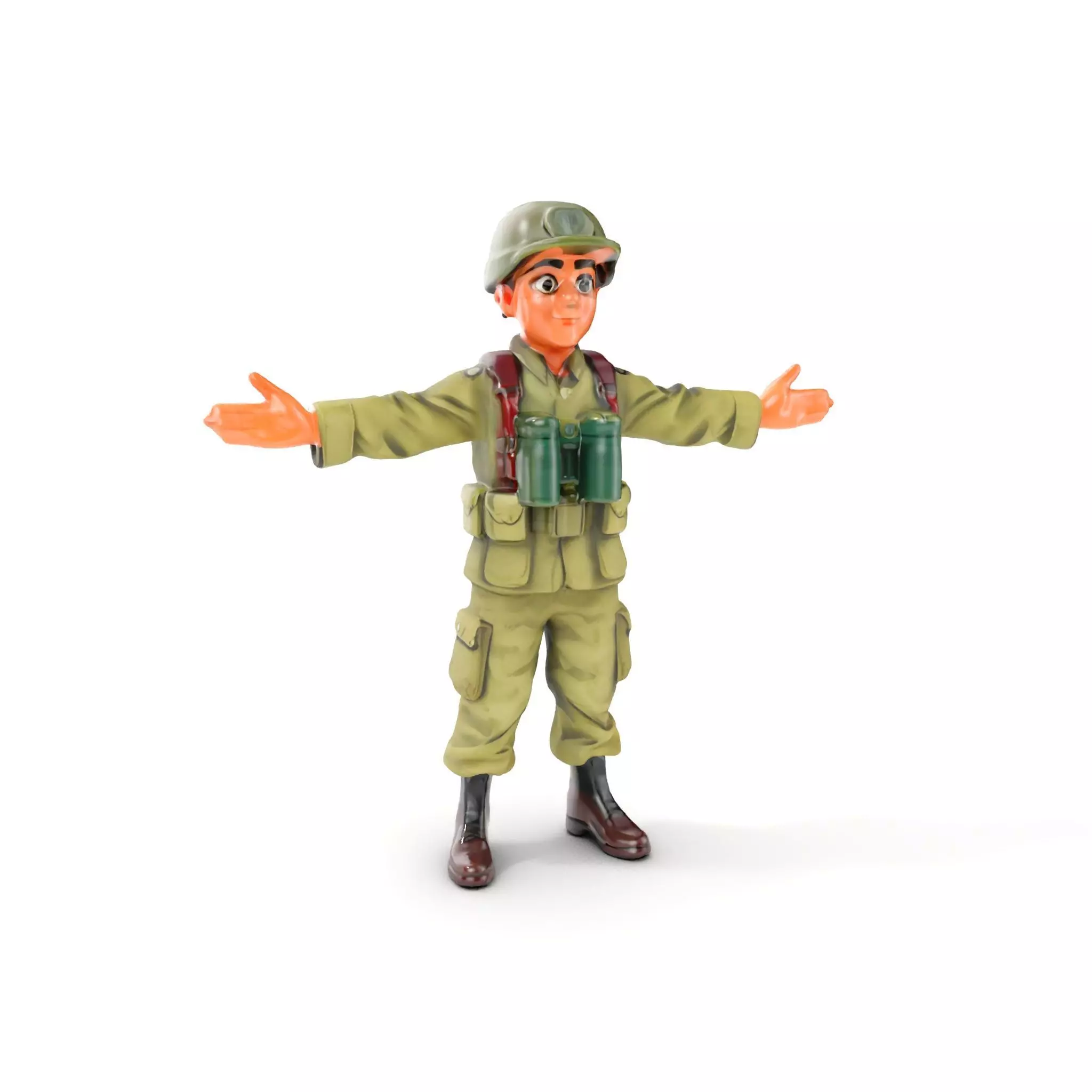 Cartoon Soldier Character Rigged and Animated Low-poly 3D model
