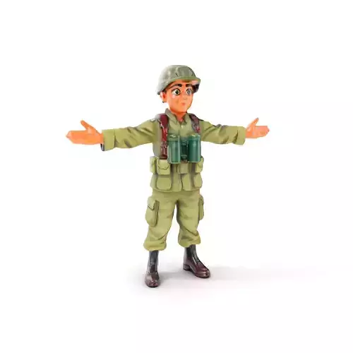 Cartoon Soldier Character Rigged and Animated Low-poly 3D model