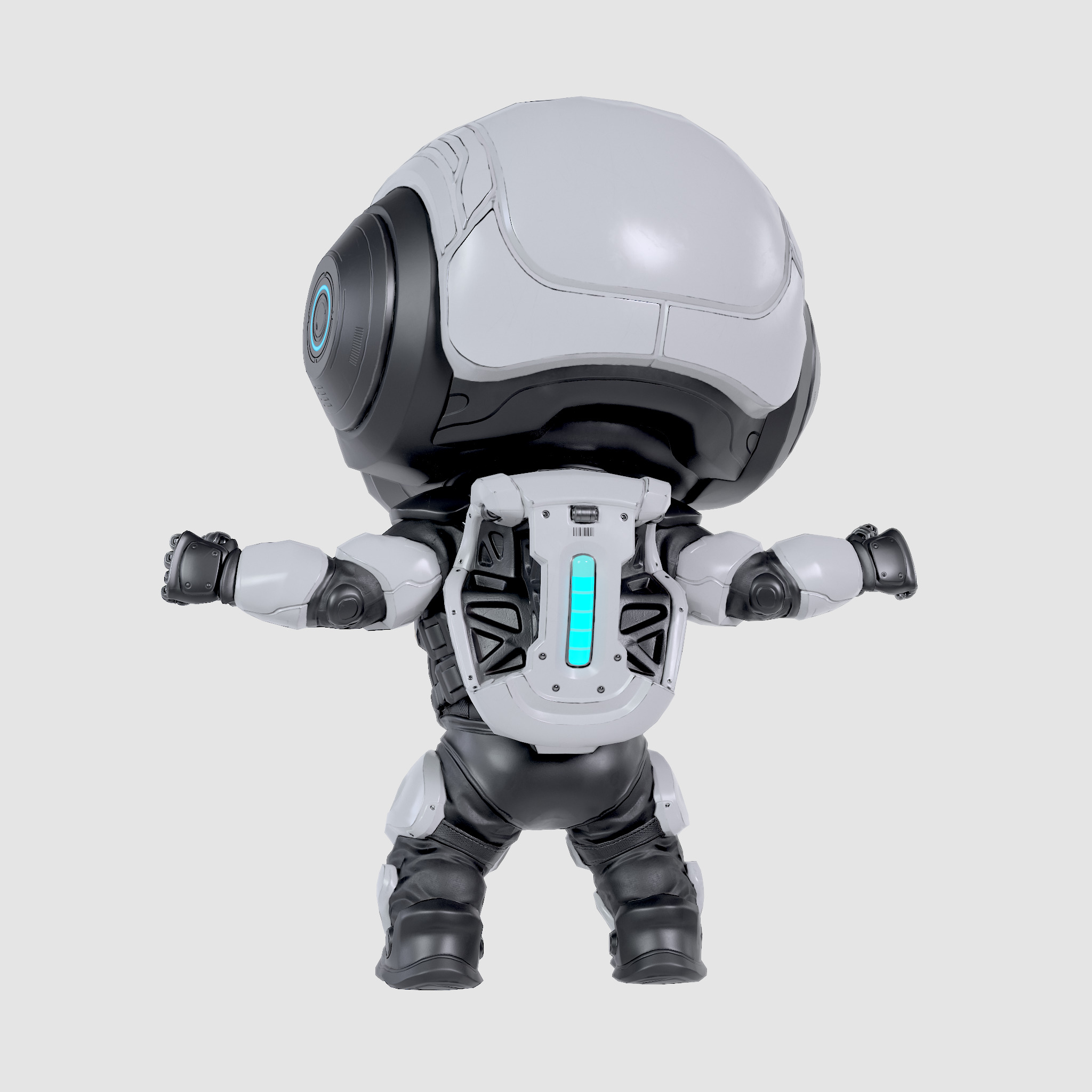 Cute Robot White Low-poly 3D model_20