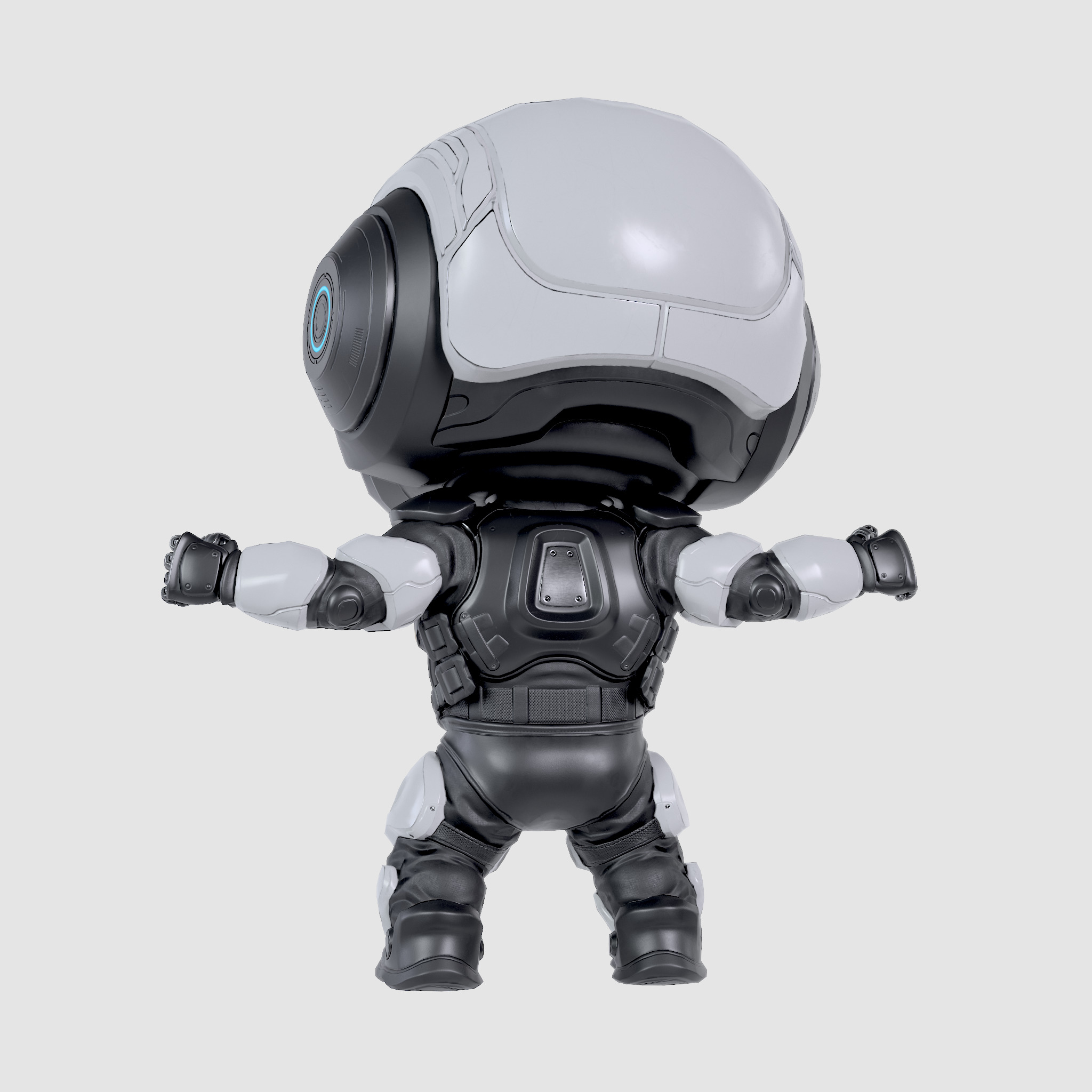 Cute Robot White Low-poly 3D model_19