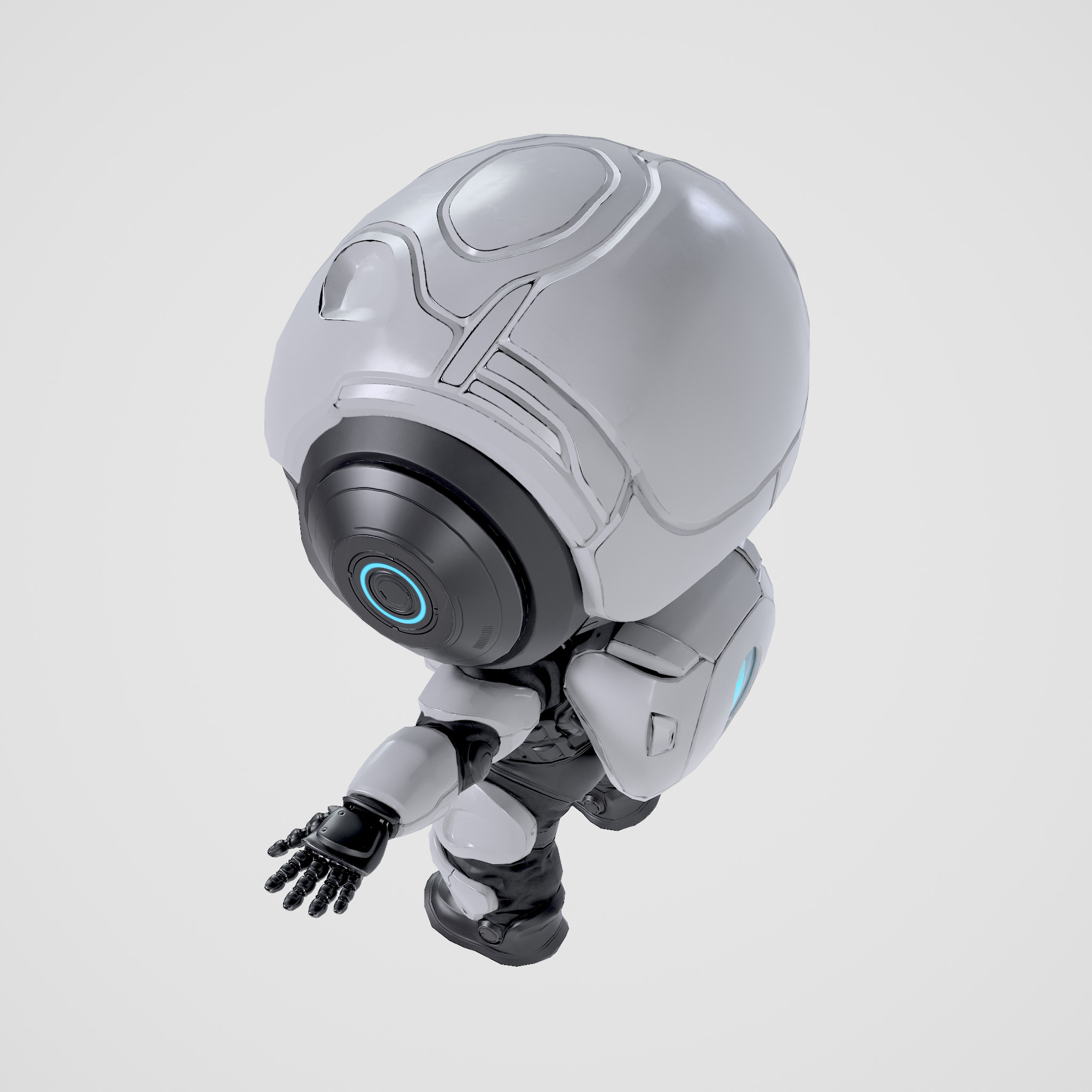 Cute Robot White Low-poly 3D model_18