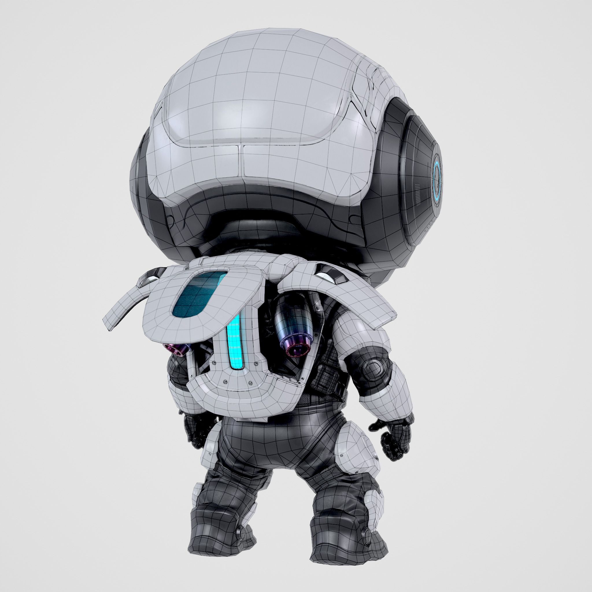 Cute Robot White Low-poly 3D model_12