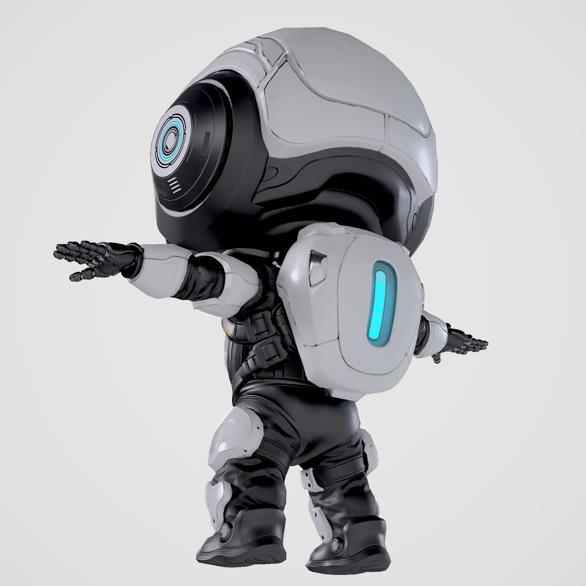 Cute Robot White Low-poly 3D model_14