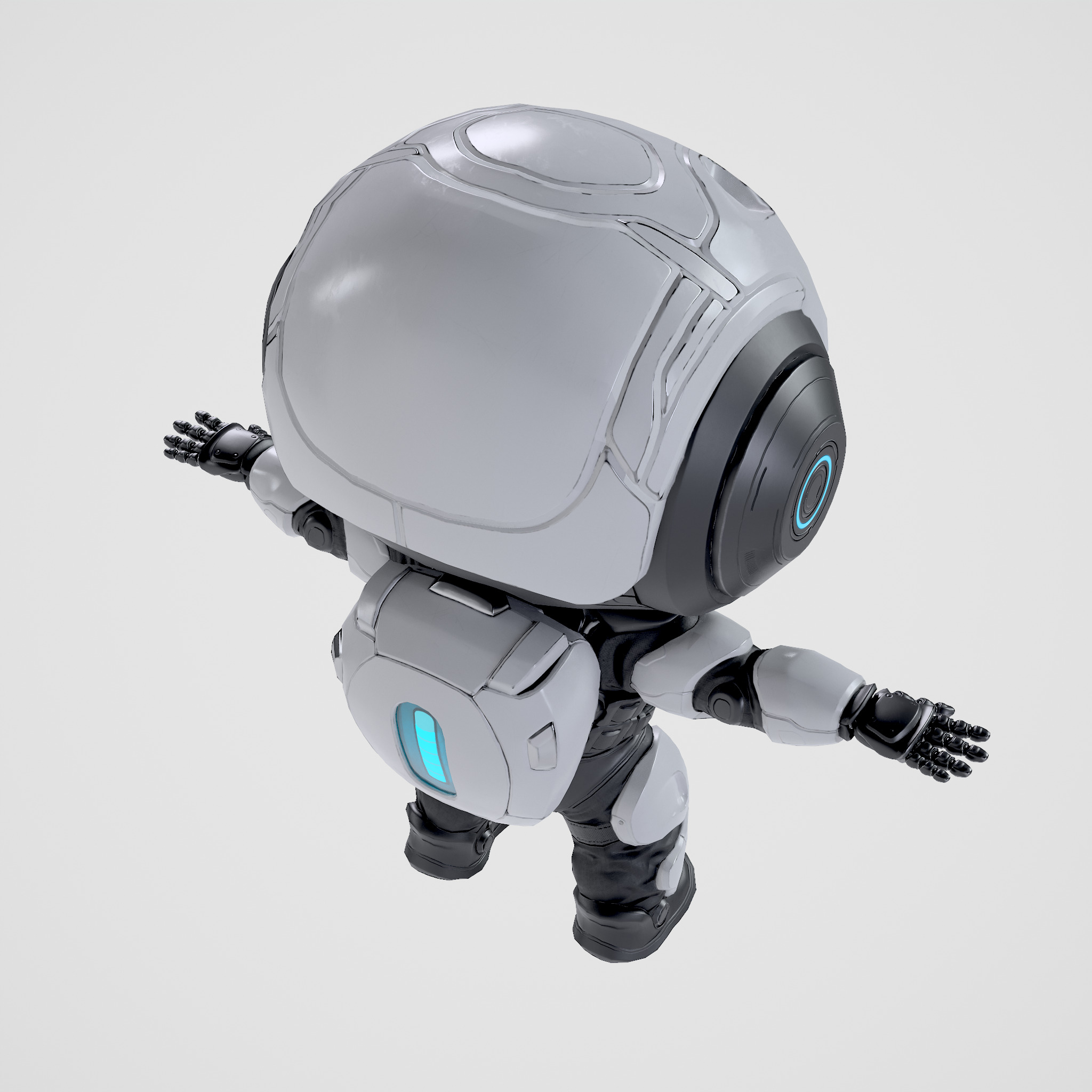 Cute Robot White Low-poly 3D model_17