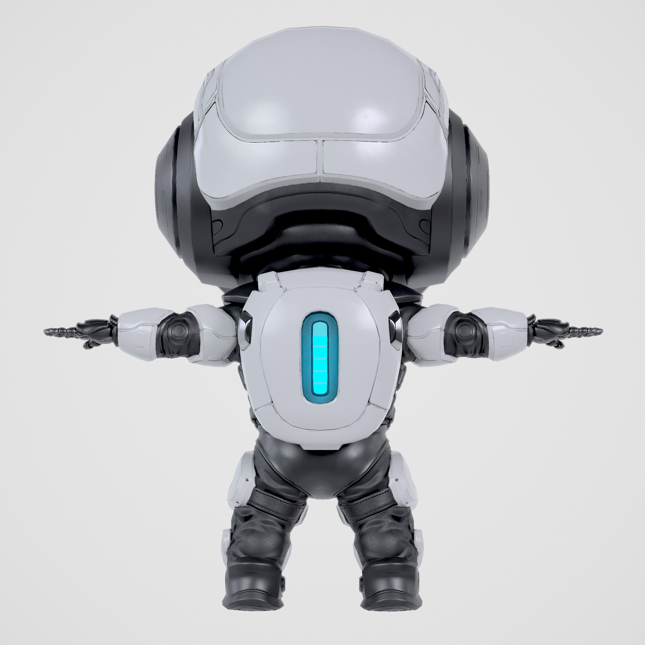 Cute Robot White Low-poly 3D model_10