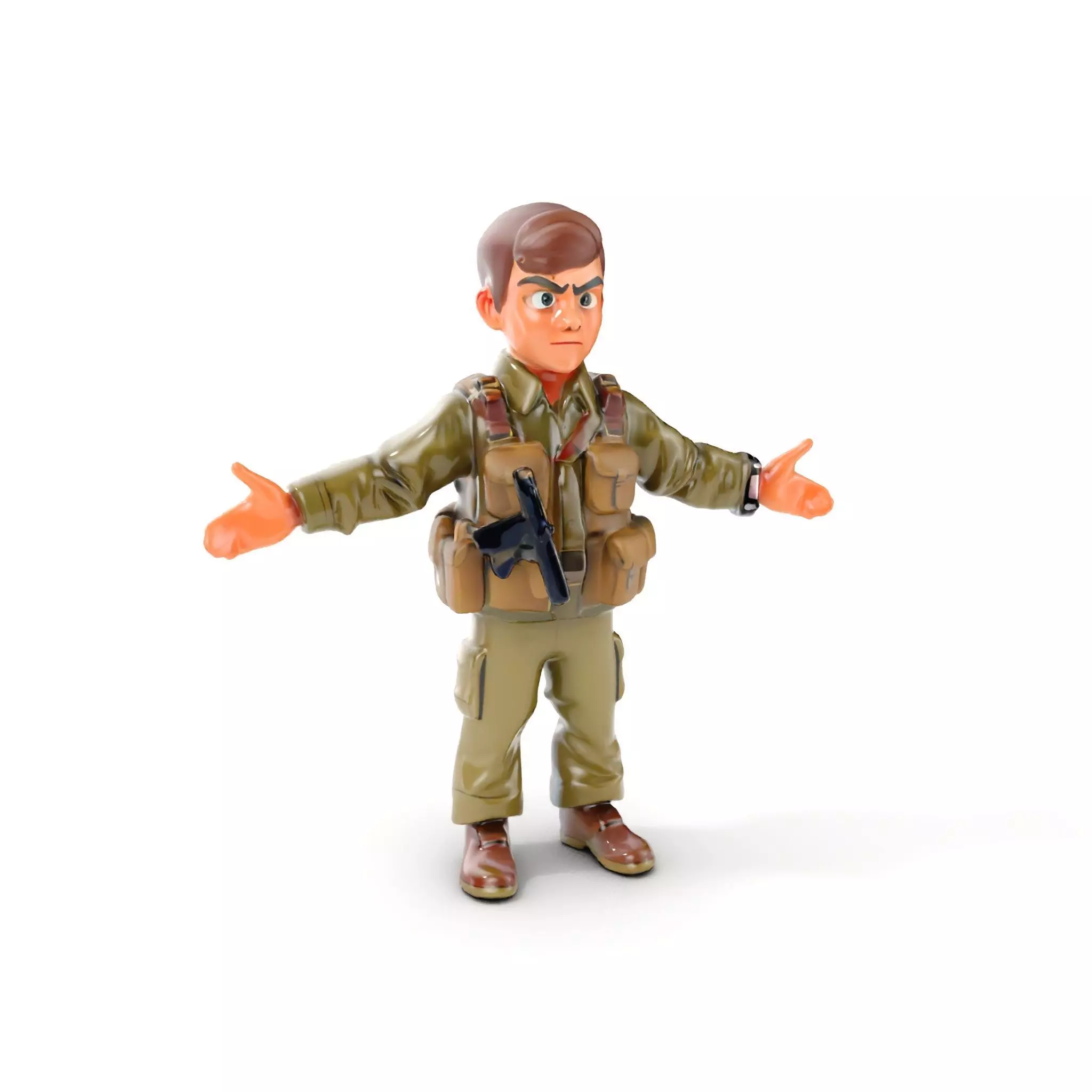 D Soldier Kid Character Rigged and Animated for Games Low-poly 3D model