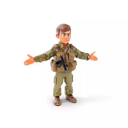 D Soldier Kid Character Rigged and Animated for Games Low-poly 3D model