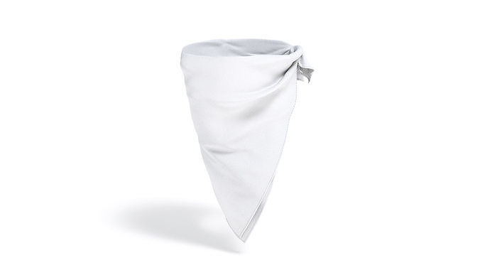 Face Wrap White Bandana - protection neck fabric kerchief 3D model