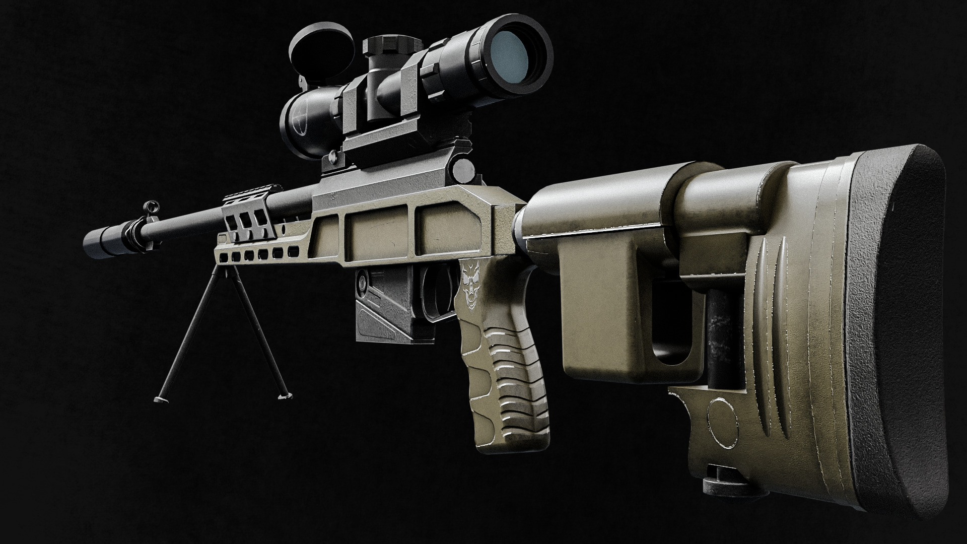 Russian Modern Sniper Rifle SV98 Low-poly 3D model_6