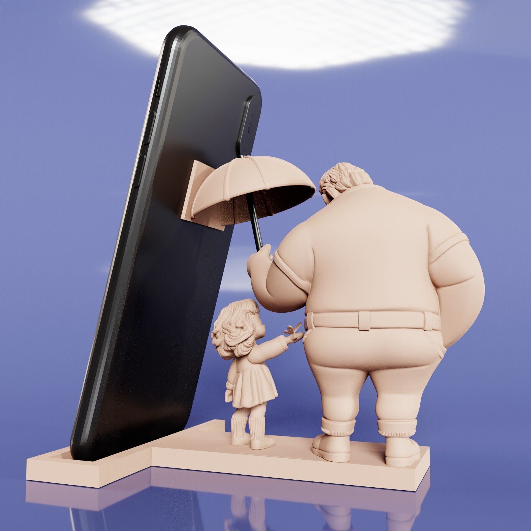phone stand father and daughter 3D print model_5