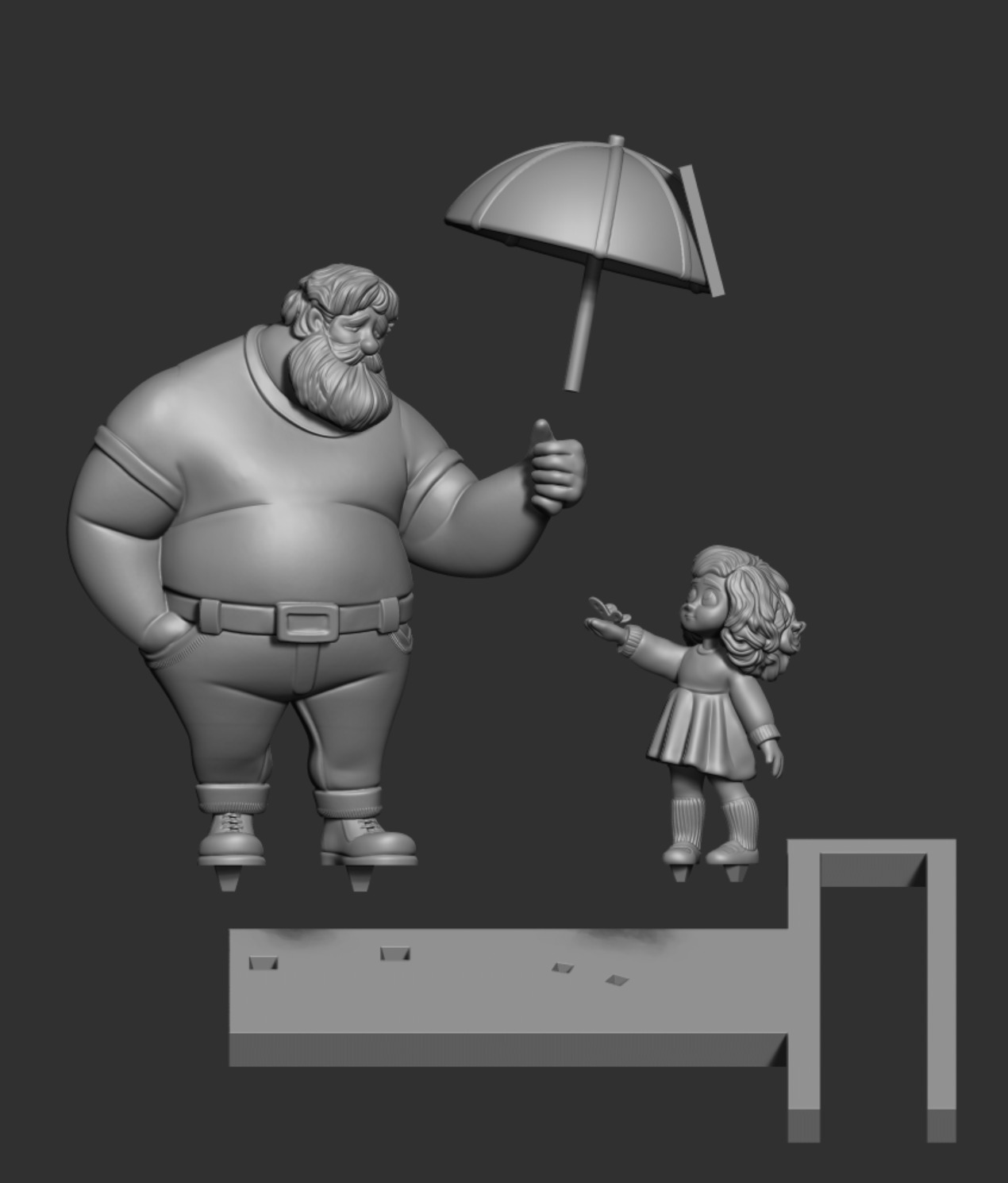 phone stand father and daughter 3D print model_7